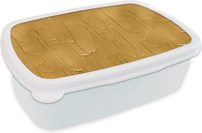 Broodtrommel Wit - Lunchbox - Brooddoos - Verf - Patronen - Oker - 18x12x6 cm - Volwassenen