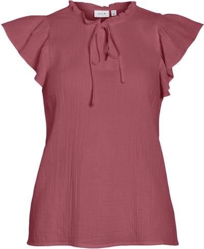 VILA - VILANIA O-NECK S/L FRILL TOP/VOL - Dames - Blouses
