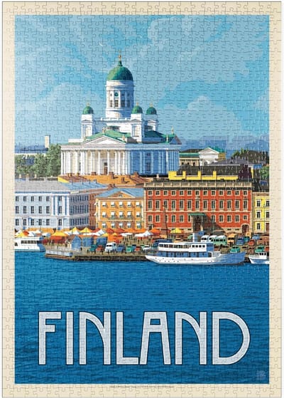 1000 Stukjes Legpuzzel Helsinki Vintage Poster - Europees Reisontwerp