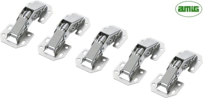 AMIG Kastscharnier Meubelscharnier met veer 75mm – 5 stuks – Easy-ON - Vernikkeld Staal – 90 graden – inkl. Schroeven