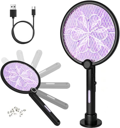 SnelShoppen - Opvouwbare Elektrische Vliegenmepper 3-in-1 Functie, USB Oplaadbaar, Wandmontage, UV Insectenval voor Binnen en Buiten, Ideaal voor Tuin