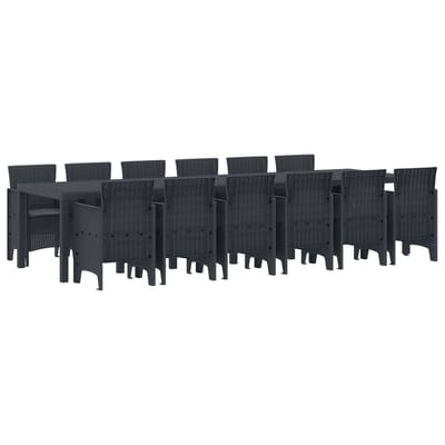 vidaXL - Tuin - Eettafel - Set - 13 - st - Antraciet - Polt - riet