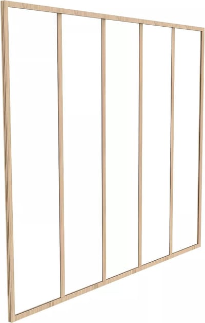 Vente-unique Glazen binnenraam van gepoedercoat aluminium - 150 x 130 cm (B x H) - Lichte houtkleur - BAYVIEW