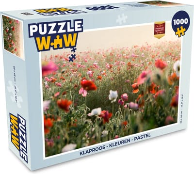 Puzzel Klaproos - Kleuren - Pastel - Legpuzzel - Puzzel 1000 stukjes volwassenen