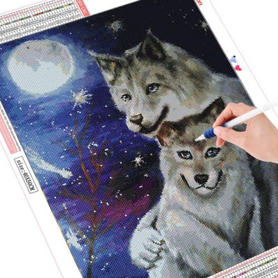 Volledige vierkante diamanten borduurwerk Wolf Kit Diamond schilderij dier mozaïek kruissteek woondecoratie Full Square 20X30CM