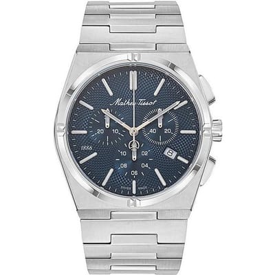 Mathey-Tissot Zeus Chrono Roestvrij Staal Blauwe Wijzerplaat Kwarts H118CHABU Herenhorloge blauw