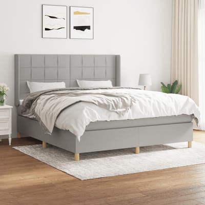 vidaXL - Boxspring - met - matras - stof - lichtgrijs - 160x200 - cm