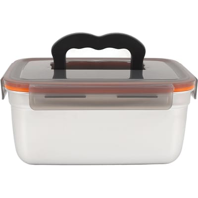 304 Roestvrijstalen Voedselopbergcontainer Metalen Luchtdichte Lunchbox met Handvat voor Thuis Koelkast 3500ML gray