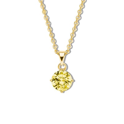 New Bling 9NB-1189 Zilveren Ketting met Zirkonia Hangertje 5mm - Geel - Ankerschakel - 1,6mm - 40+5cm - Zilver - Verguld/Goud op Zilver