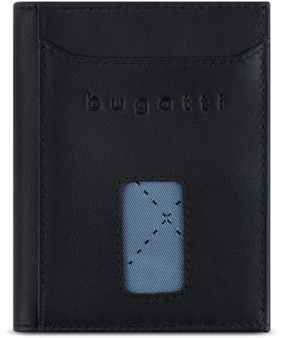 Bugatti Secure Slim Portemonnee RFID-bescherming Leer 8 cm - Jongens - Horizontaal, Staand formaat - schwarz