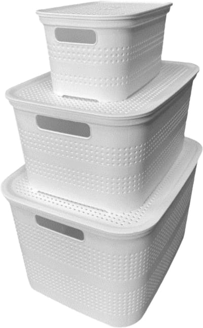 Wasmanden - Set van 3 stuks - 4,5 liter - 12 liter - 25 liter - Wit