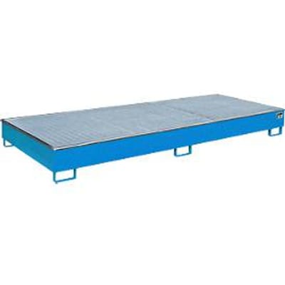 Bauer RW-GR 3300-2 PE vakkenbak, met rooster en PE inzet, B 3262 x D 1312 x H 267 mm, tot 540 l, gelakt staal, lichtblauw