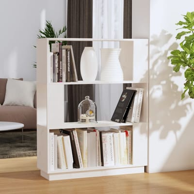 vidaXL - Boekenkast/kamerscherm - 80x25x101 - cm - massief - grenenhout - wit