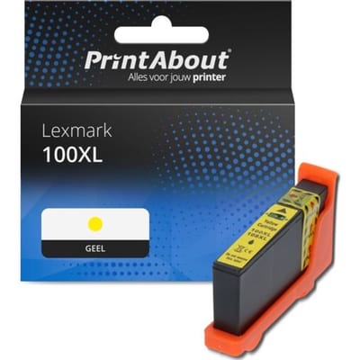 PrintAbout huismerk Inktcartridge 100XL (14N1071E) Geel Hoge capaciteit Geschikt voor Lexmark