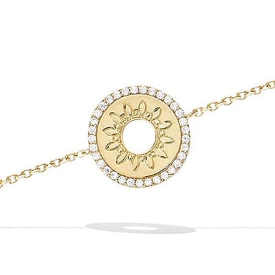 CHIVAL Armband 18K Vergulde Goud "Sparkling Sunshine" – Luxe, Elegant, Rond, Zirkonia, Zon, Hypoallergeen, Sieraad voor Dames, Cadeau, Romantiek, Liefde, Geschenkverpakking
