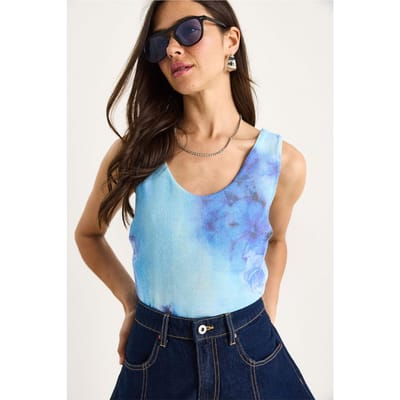 Bloemen U Hals Mouwloze Top