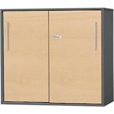 Schäfer Shop Select aanbouw-/schuifdeurkast Start Off, op tafelhoogte, afsluitbaar, B 800 x D 420 x H 726 mm, grafiet/ahorn