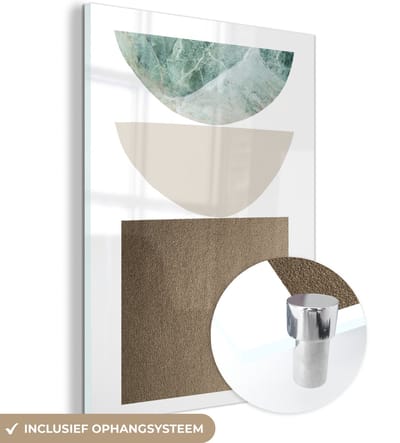 MuchoWow® Glasschilderij 120x160 cm - Schilderij acrylglas - Geometrische vormen - Minimalisme - Pastel - Foto op glas - Schilderijen