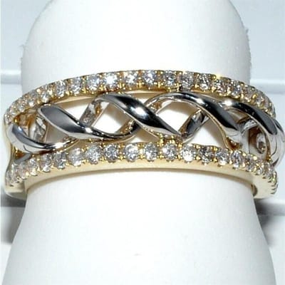 Modieuze en Veelzijdige Gouden Damesring Koper Elektrogeplateerd Tweekleurige Zirkonia Ring Handdecoratie No. 10 gray
