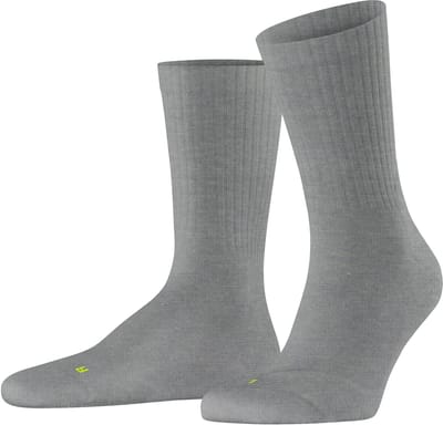 FALKE Run Rib Crew lichte padding katoen functioneel materiaal Sokken unisex grijs - maat 35-36