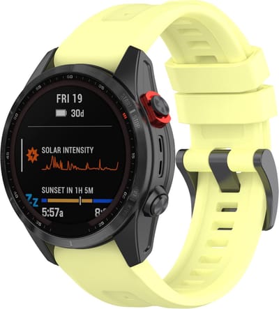 By Qubix - Geschikt voor Garmin bandje - 26mm Quickfit - Siliconen sportbandje - Geel - Geschikt voor Garmin Fenix 7X / 6X / 5X