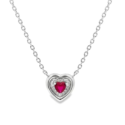 Juwelier Zwartevalk - Zilveren (gerhodineerd) ketting met rood hartje - 25.297-R