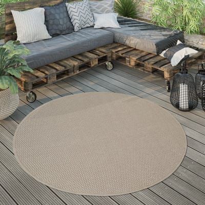 Paco Home Outdoor Vloerkleed Rond Weerbestendig Balkon Terras Keukenvloerkleed Eenkleurig 160 cm Rund