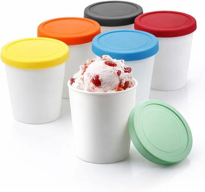 Set van 6 BPA-vrije ijscontainers met siliconen deksel, ideale vriesdozen voor zelfgemaakt ijs en sorbet, 250 ml bewaardozen voor versheid en gemak