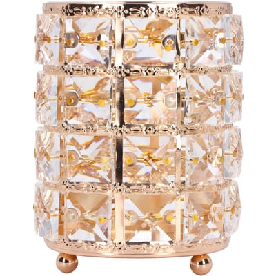 Kristallen Make-up Kwastenhouder Europese Stijl Afgerond Kristalglas Cosmetica Organizer Zilver goud