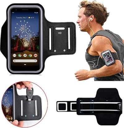 Sport / Hardloop armband – Geschikt Voor: iPhone / Samsung / Nokia / Huawei / Xiaomi / Motorola / Sony – XL Zwart