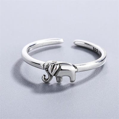 Nieuwe Retro Distressed Geluk Baby Olifant 925 Sterling Zilveren Sieraden Etnische Stijl Transfer Gunstig Dier Openingsringen R132 gray