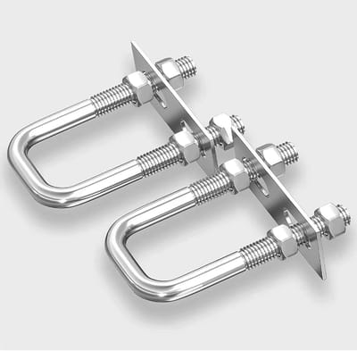 Dailygoods- U-Bouten M8x60x100mm - 304 Roestvrij Staal - Vierkante U-Bouten - Hexmoeren - Pakkingen - 2 Stuks - Beugels
