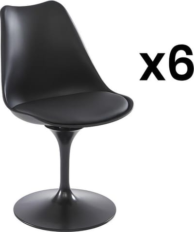 Vente-unique Set van 6 stoelen van polypropeen, kunstleer en metaal - Zwart - XAFY