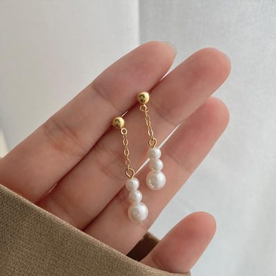 Korea Nieuwe Mode Barok Parel Oorbellen Temperament Persoonlijkheid Veelzijdige Hanger Oorbellen Elegante Sieraden Voor Vrouwen brown