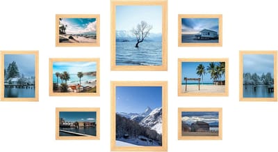 Lijsten, meervoudige fotolijst Eiken, Twee 20 x 25 cm (8 x 10 inch), Vier 13 x 18 cm (5 x 7 inch), Vier 10 x 15 cm (4 x 6 inch), collage fotolijst