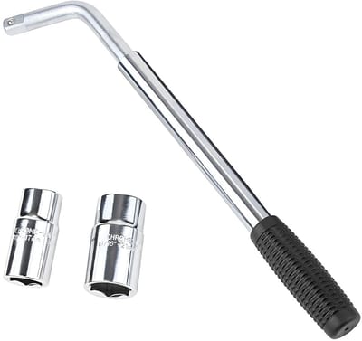 Dailygoods- Wielmoersleutel Uittrekbare Handgreep - Dopsleutelset - Telescopische Wielmoersleutel - Autobandenwissel - 2 Dopsleutelinzetstukken - 45# Staal, 1,3 kg - Dopsleutel