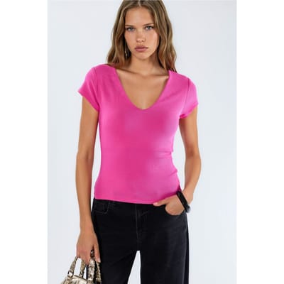 V-hals Modal Katoenmix Blouse