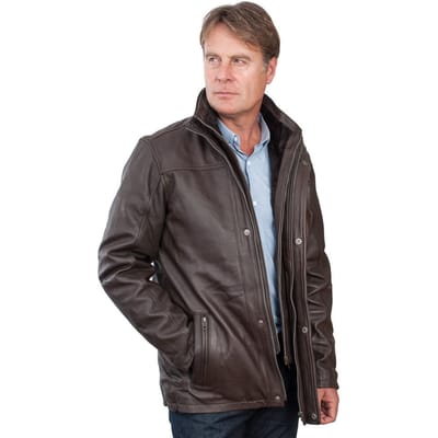 Warm halflang leren bikerjack