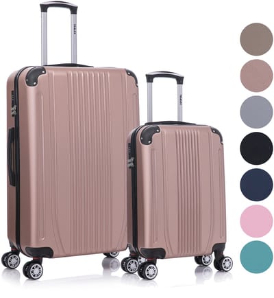 TRALEX - Levante - 2 Delig kofferset - 39L&97L - Handbagage - 39L - Grote koffer - 97L - ABS - Harde schaal - Cijferslot - Lichtgewicht - Flexibel - Duurzaam - Stille (rubberen) wielen - Dubbele spinnerwielen - Rosé goud