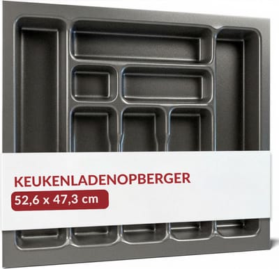 SNJY® Bestekbak 47 Diep - Besteklade - Ladeverdeler - 47,3 x 52,6 cm - 8 Vakken - Basaltgrijs