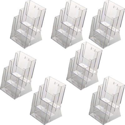 7  Pack | Folderbakje A4 formaat staand| Folderhouder | Folderdisplay | 3-vaks Tafelmodel | Helder acryl 3mm |