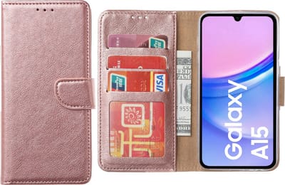 Hoesje geschikt voor Samsung Galaxy A15 5G/4G hoesje - Arara bookcase- Rosegoud