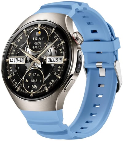 By Qubix - Contour siliconen band 'True Fit' - Lichtblauw - geschikt voor Huawei Watch 5 - 46mm