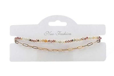 Naturel armband Claire | stainless steel | one size | verstelbaar | kraaltjes |