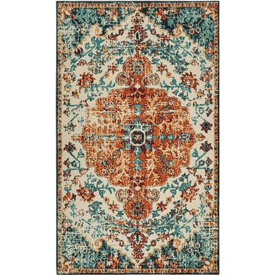 Boho Vloerkleed Wasbaar Kleed voor Slaapkamer Bloemen Badkamer Werpkleed Antislip Vintage Badmat Binnen Tapijt voor Entree Meisjeskamer 40X60cm-16x24in