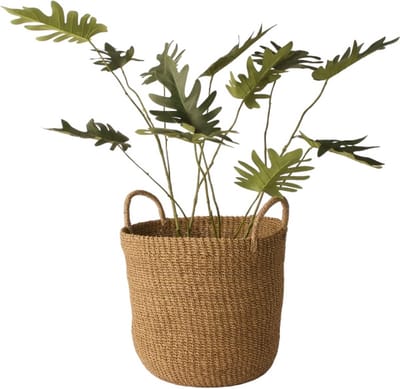 WinQ- Mand Abaca Handvat Naturel - 25x30cm - Plantenmand- decoratie mand- Wasmanden - duurzaam en sterk