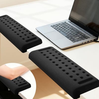 Ergonomisch L-vormig bureau met geheugenfoam elleboogsteun en antislip onderkant, ideaal voor kantoor en computergebruik, 12x4 inch