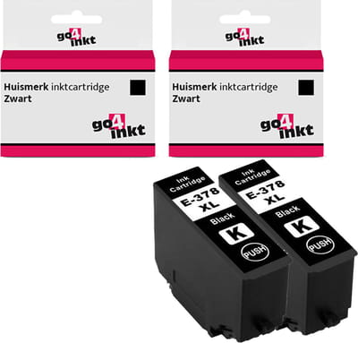 Go4inkt compatible met Epson 378XL twin pack inkt cartridges zwart bk - 2 stuks