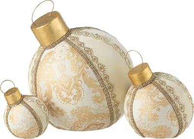 J-Line kerstbal Patroon - polyfoam/textiel - goud - large