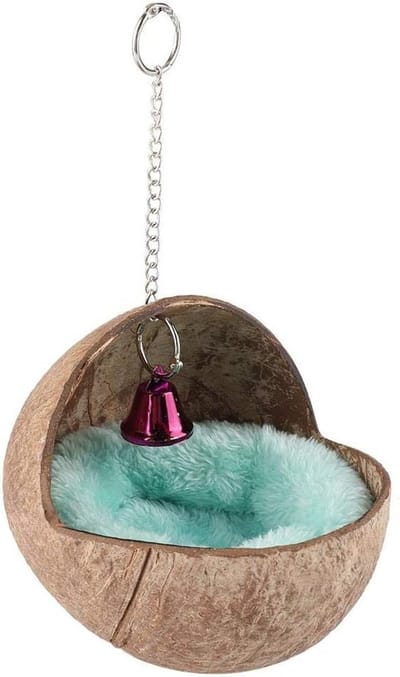 Coconutschuilplaats voor Vinken en Vogels in Kooi met Schommel, Matras en Bel - Comfortabel en Speels Nest voor Vogels